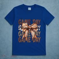 Cute Coquette Bow Football Mom Game Day Gift T-Shirt thumb 5