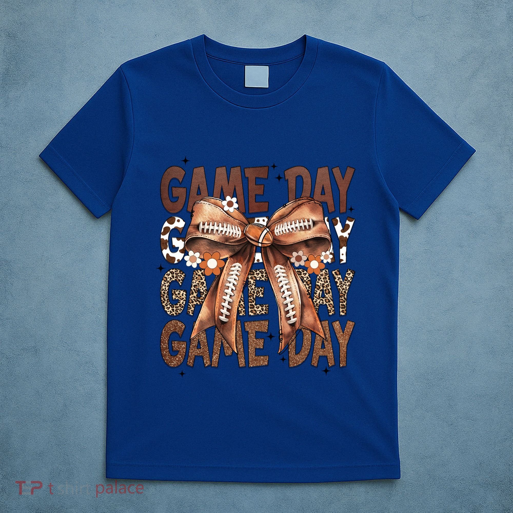 Cute Coquette Bow Football Mom Game Day Gift T-Shirt
