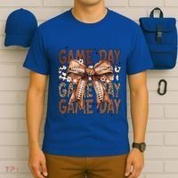 Cute Coquette Bow Football Mom Game Day Gift T-Shirt thumb 6