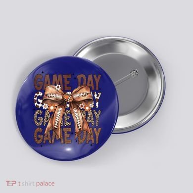 Cute Coquette Bow Football Mom Game Day Gift Button