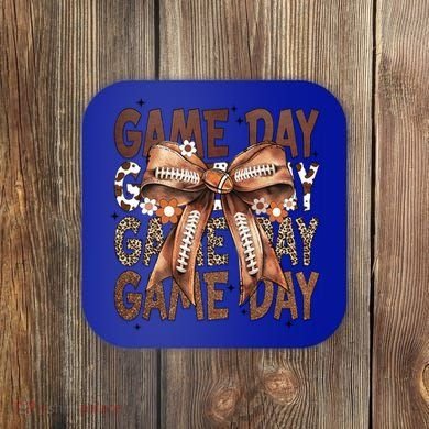 Cute Coquette Bow Football Mom Game Day Gift Coaster