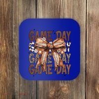 Cute Coquette Bow Football Mom Game Day Gift Coaster thumb 0