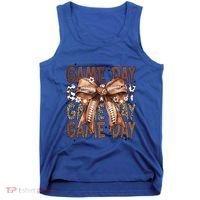 Cute Coquette Bow Football Mom Game Day Gift Tank Top thumb 0