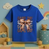 Cute Coquette Bow Football Mom Game Day Gift Toddler T-Shirt thumb 3
