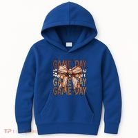 Cute Coquette Bow Football Mom Game Day Gift Kids Hoodie thumb 0