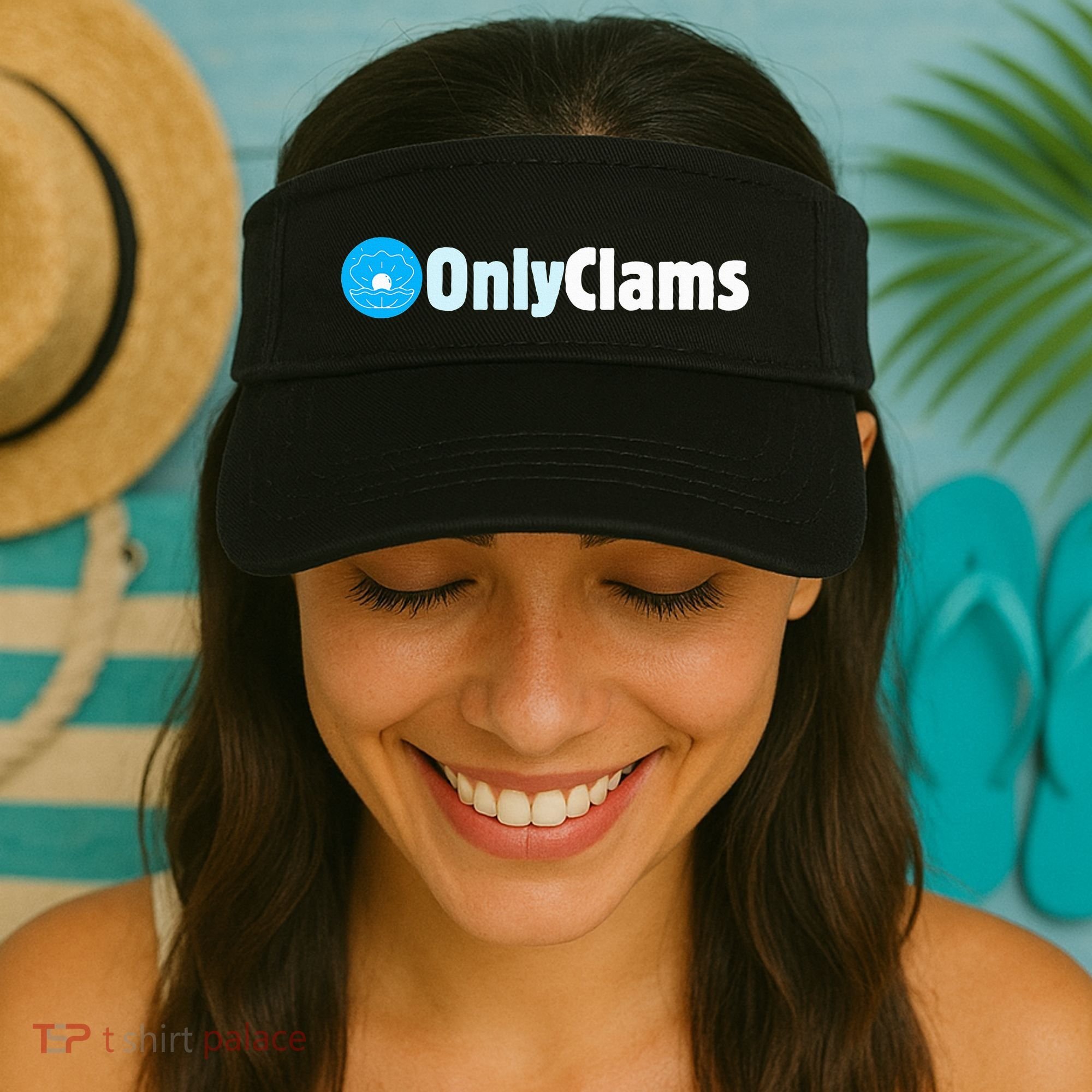 Clam Collector Beach Pun Humor Onlyclams Sea Fan Visor