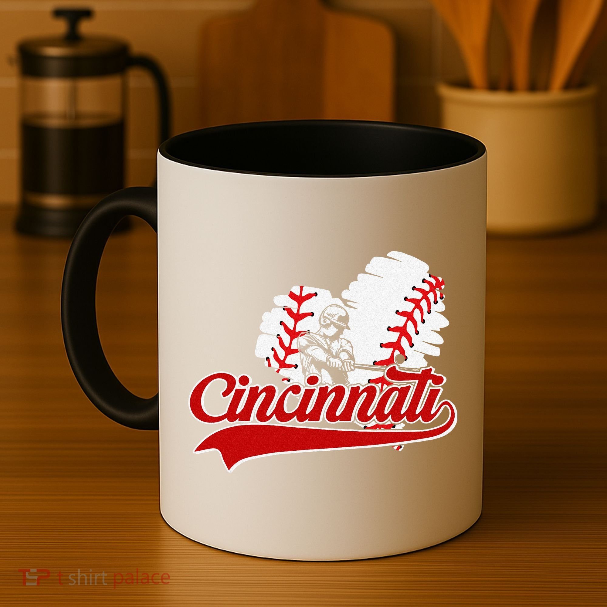 Cincinnati Cities Baseball Heart Baseball Fans Coffee Mug