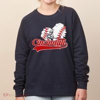 Cincinnati Cities Baseball Heart Baseball Fans Women's Sweatshirt thumb 0