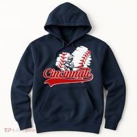 Cincinnati Cities Baseball Heart Baseball Fans Hoodie thumb 0