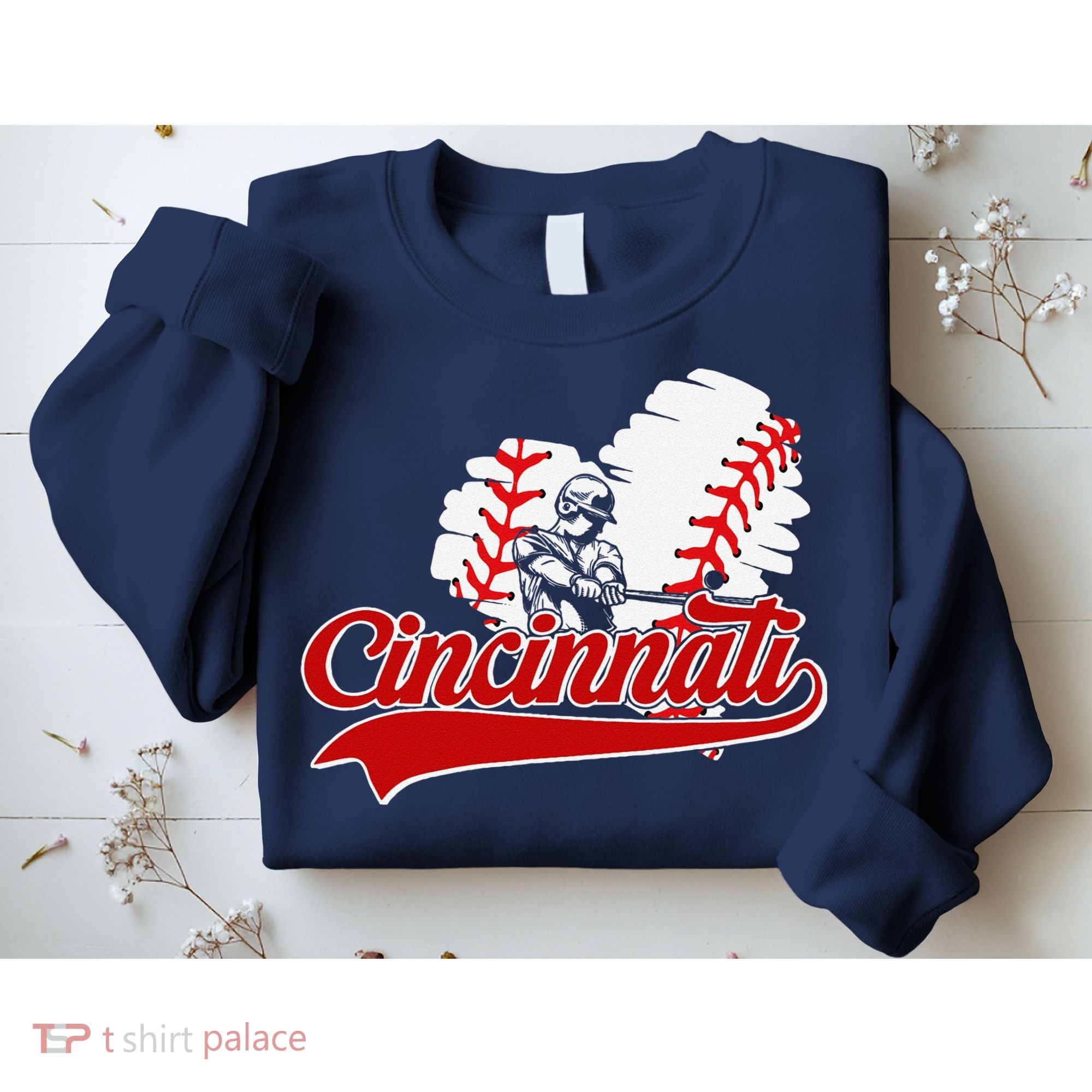 Cincinnati Cities Baseball Heart Baseball Fans Sweatshirt
