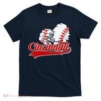 Cincinnati Cities Baseball Heart Baseball Fans T-Shirt thumb 0