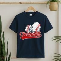 Cincinnati Cities Baseball Heart Baseball Fans T-Shirt thumb 2