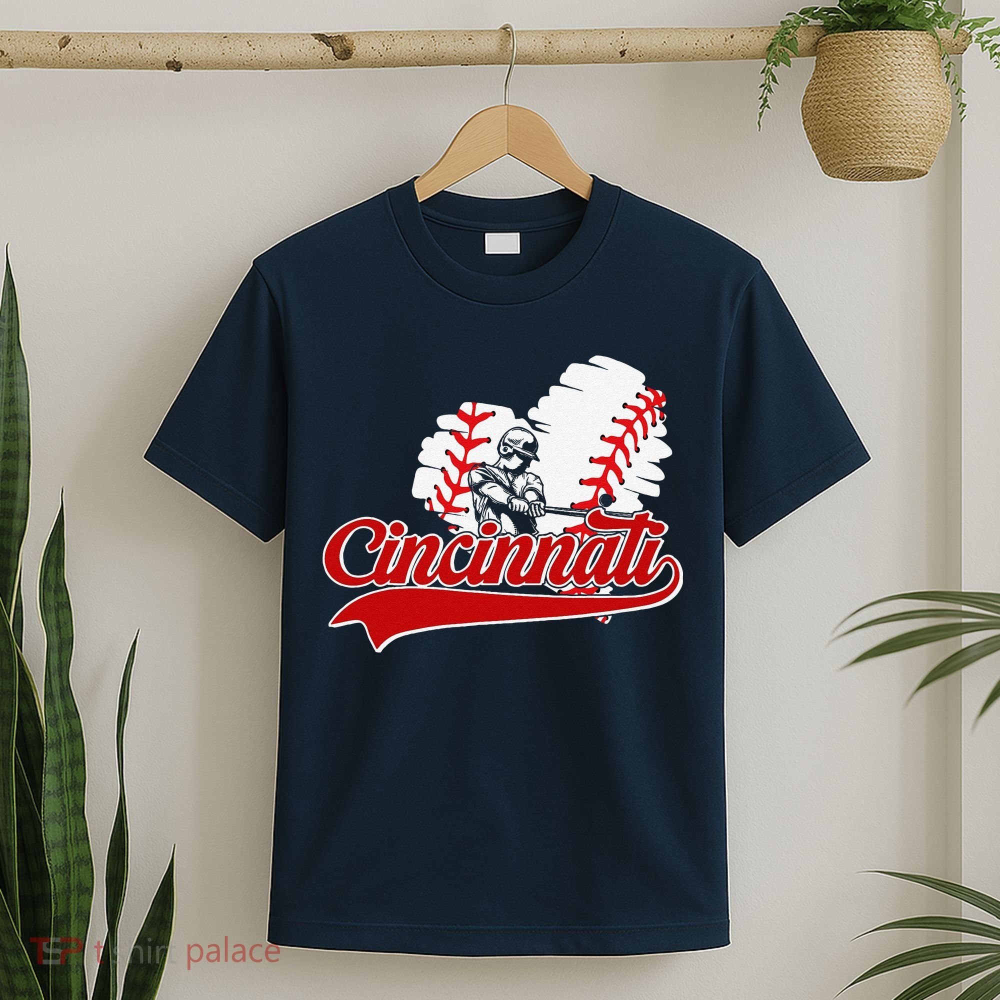 Cincinnati Cities Baseball Heart Baseball Fans T-Shirt