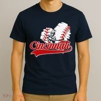 Cincinnati Cities Baseball Heart Baseball Fans T-Shirt thumb 3