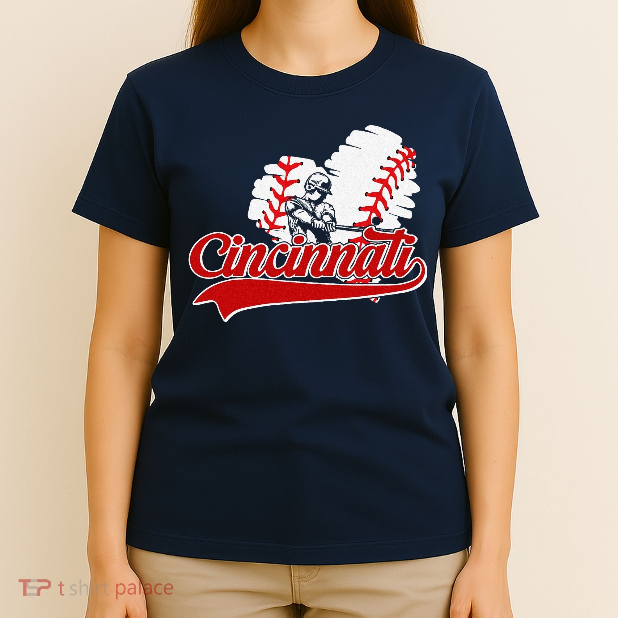 Cincinnati Cities Baseball Heart Baseball Fans T-Shirt