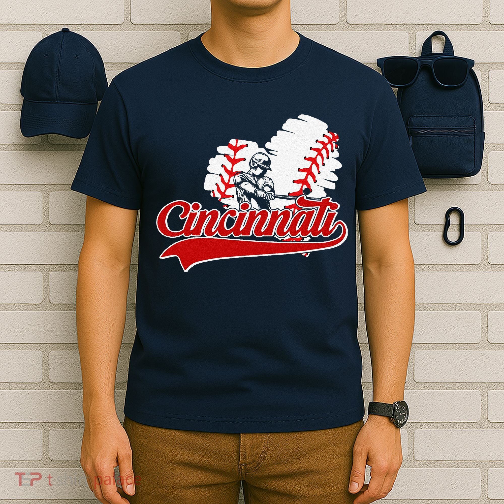 Cincinnati Cities Baseball Heart Baseball Fans T-Shirt