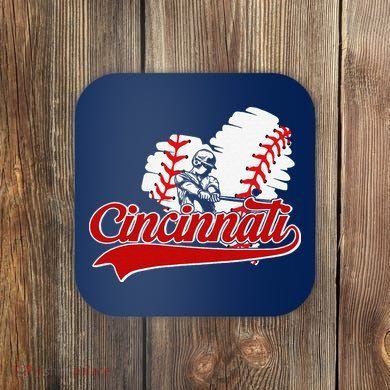Cincinnati Cities Baseball Heart Baseball Fans Coaster