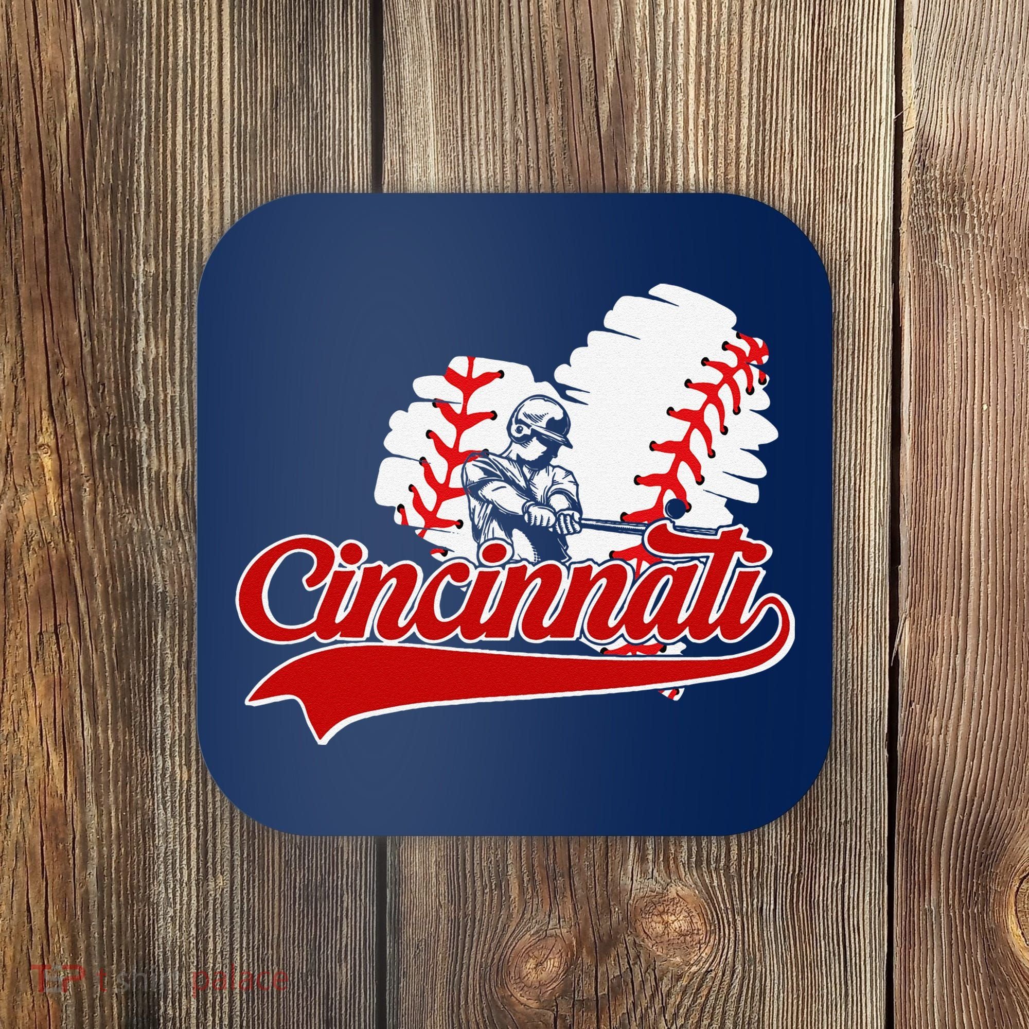 Cincinnati Cities Baseball Heart Baseball Fans Coaster