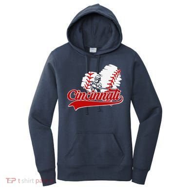 Cincinnati Cities Baseball Heart Baseball Fans Women's Hoodie