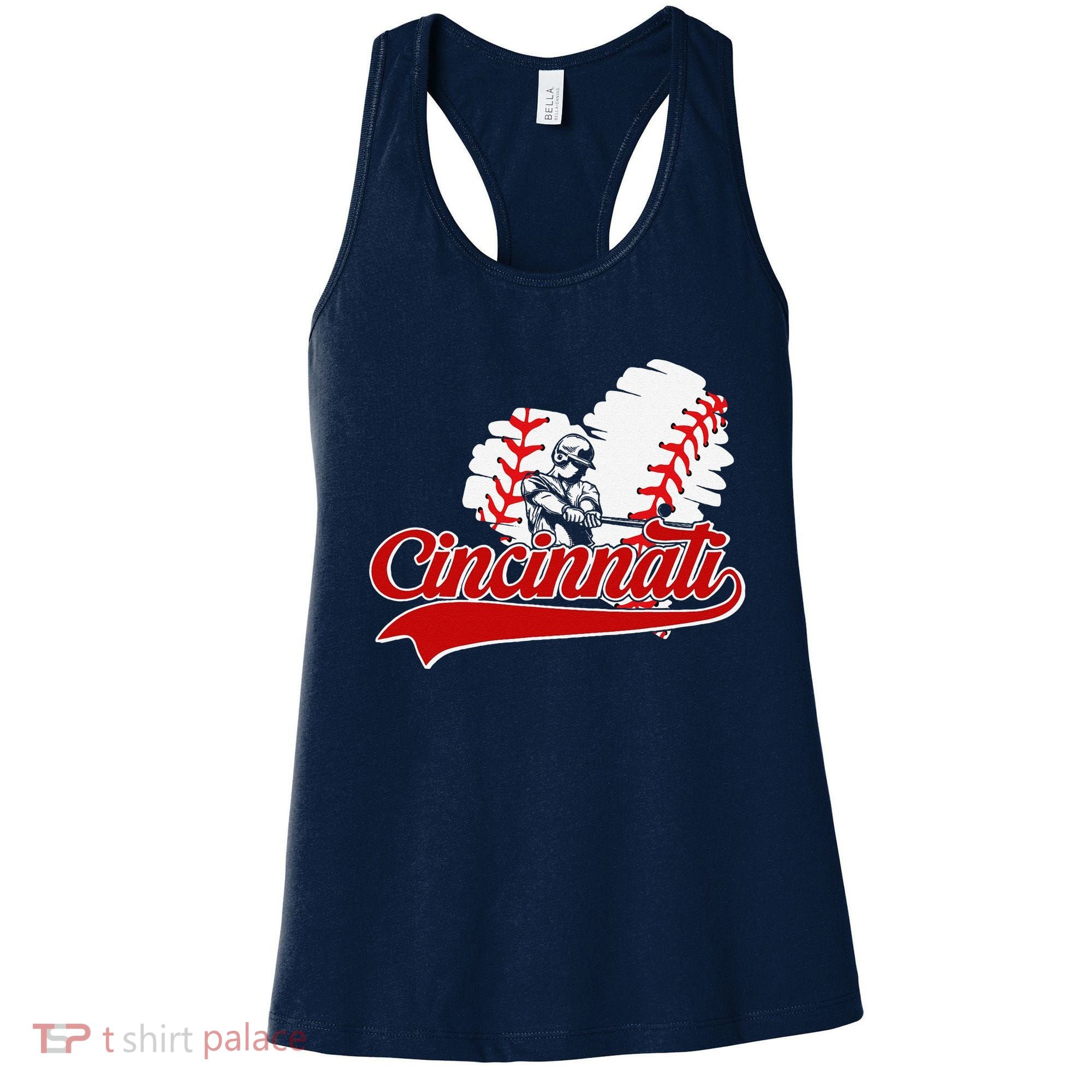 Cincinnati Cities Baseball Heart Baseball Fans Women's Tank Top