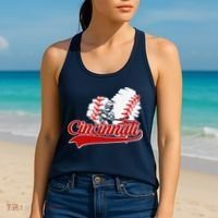 Cincinnati Cities Baseball Heart Baseball Fans Women's Tank Top thumb 2