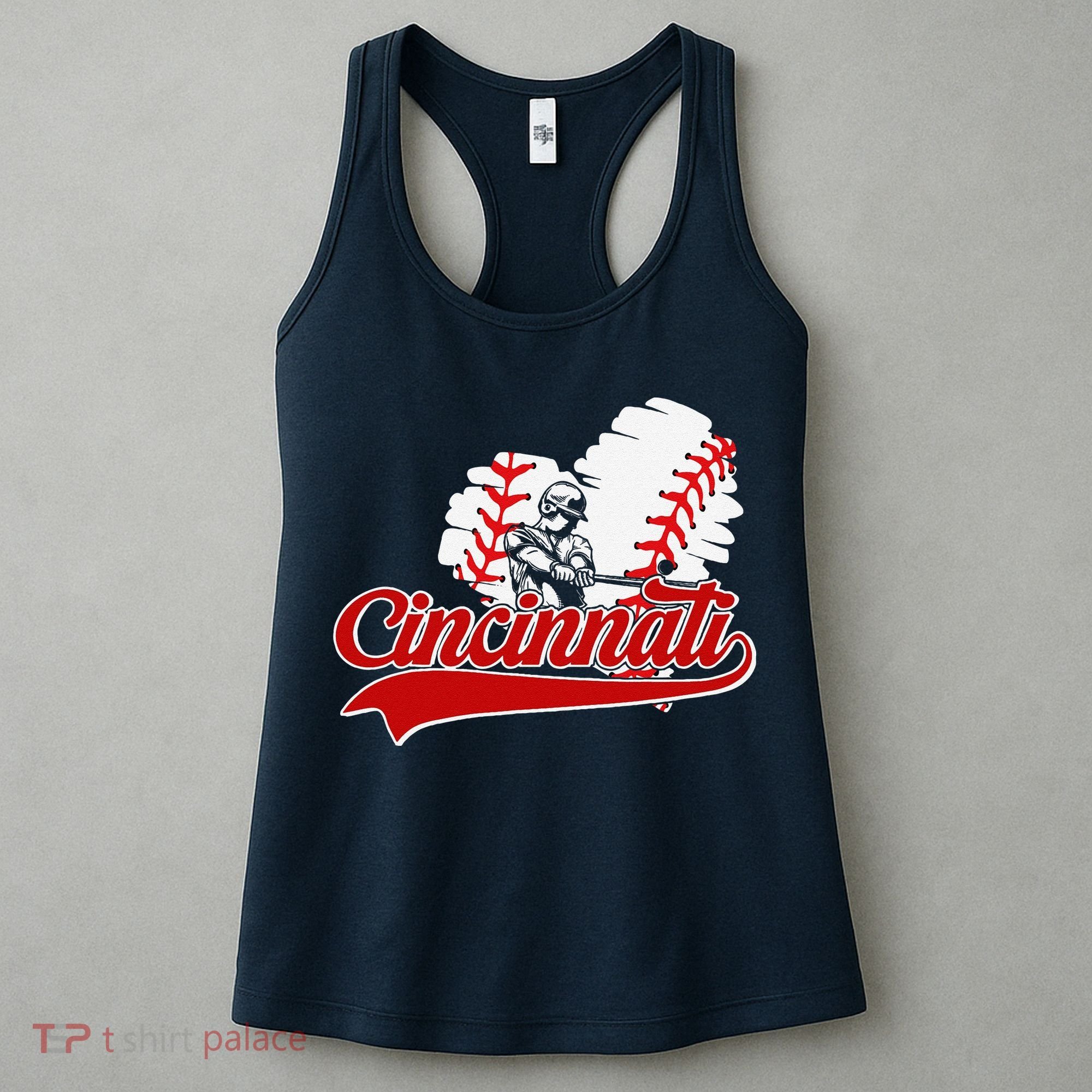 Cincinnati Cities Baseball Heart Baseball Fans Women's Tank Top