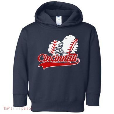 Cincinnati Cities Baseball Heart Baseball Fans Toddler Hoodie