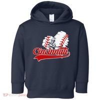 Cincinnati Cities Baseball Heart Baseball Fans Toddler Hoodie thumb 0