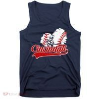Cincinnati Cities Baseball Heart Baseball Fans Tank Top thumb 0