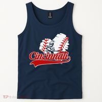Cincinnati Cities Baseball Heart Baseball Fans Tank Top thumb 2