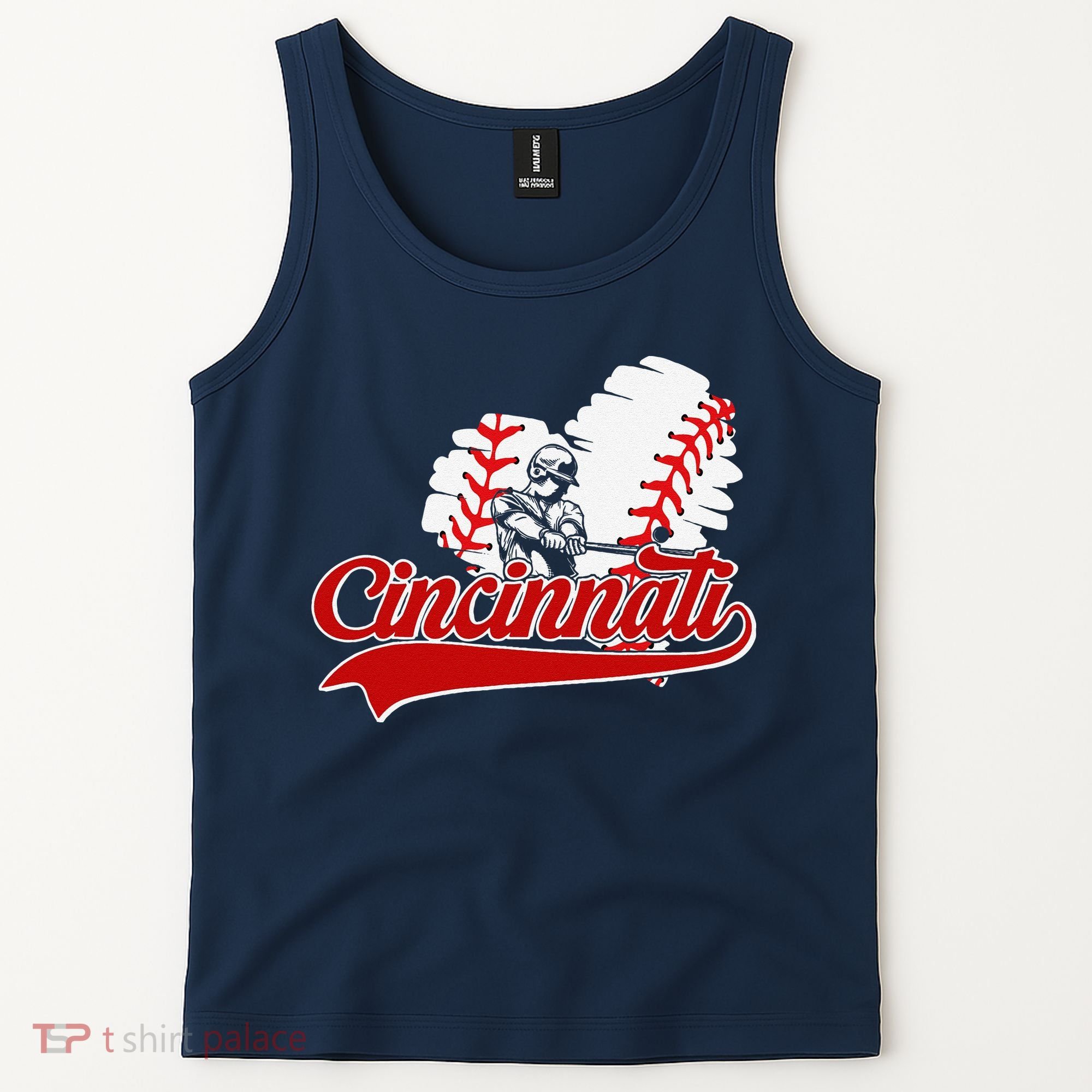 Cincinnati Cities Baseball Heart Baseball Fans Tank Top