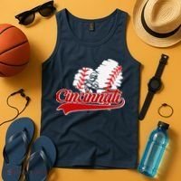 Cincinnati Cities Baseball Heart Baseball Fans Tank Top thumb 4