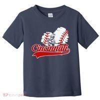 Cincinnati Cities Baseball Heart Baseball Fans Toddler T-Shirt thumb 0