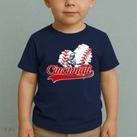 Cincinnati Cities Baseball Heart Baseball Fans Toddler T-Shirt thumb 2