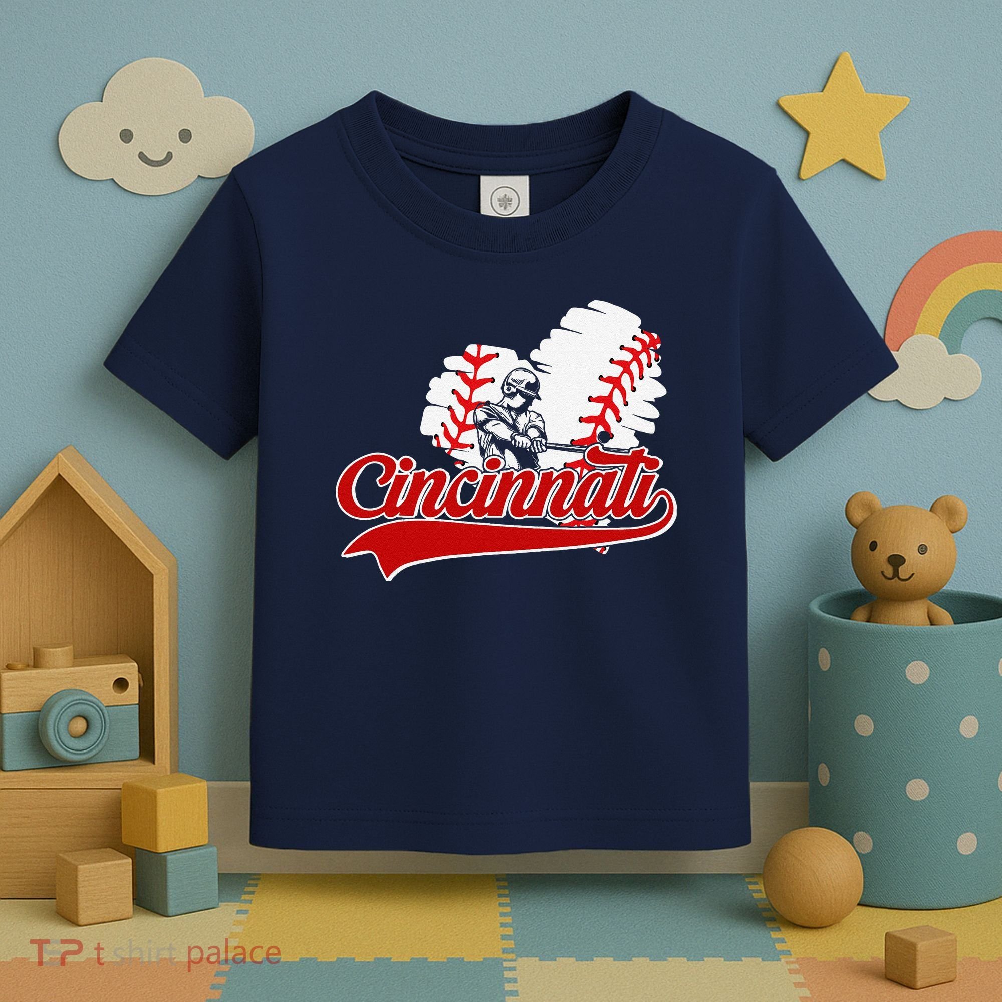 Cincinnati Cities Baseball Heart Baseball Fans Toddler T-Shirt