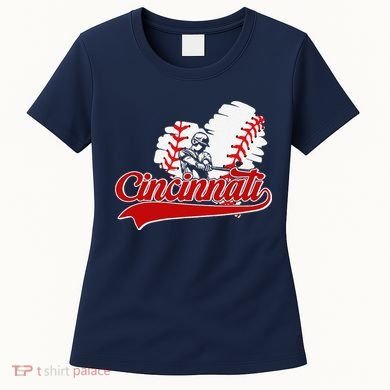 Cincinnati Cities Baseball Heart Baseball Fans Women's T-Shirt