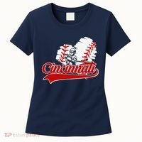 Cincinnati Cities Baseball Heart Baseball Fans Women's T-Shirt thumb 0