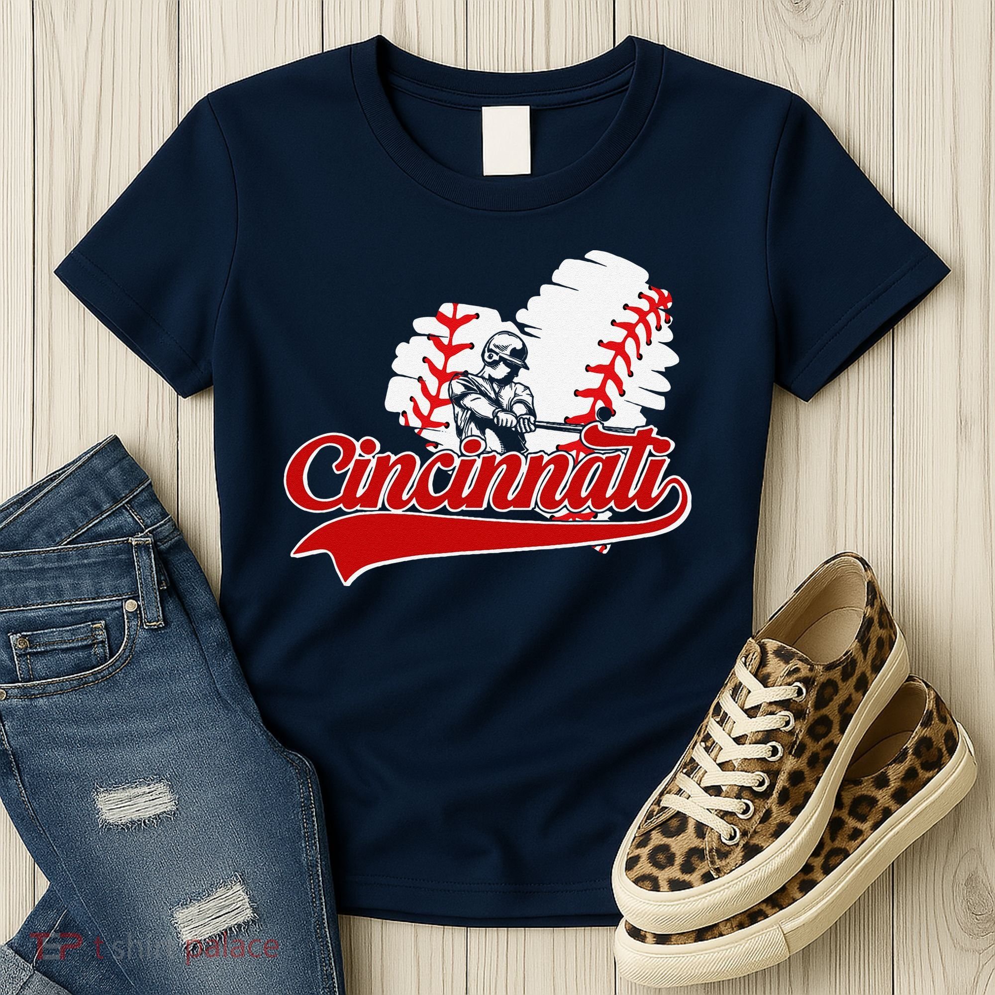 Cincinnati Cities Baseball Heart Baseball Fans Women's T-Shirt