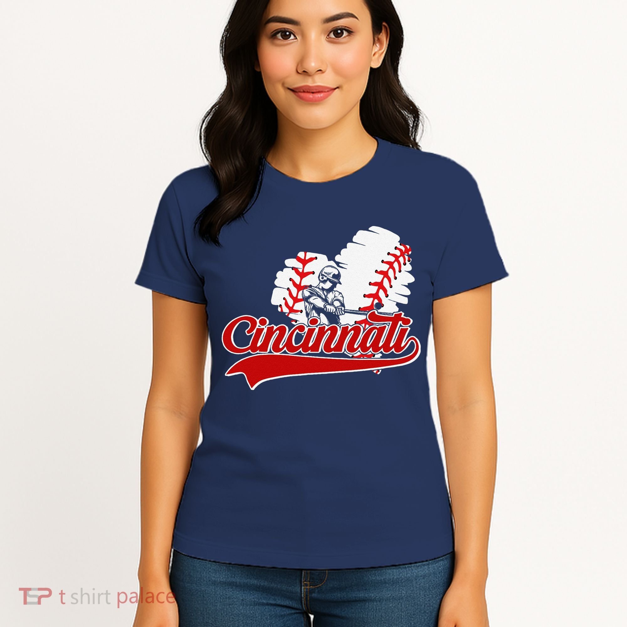 Cincinnati Cities Baseball Heart Baseball Fans Women's T-Shirt
