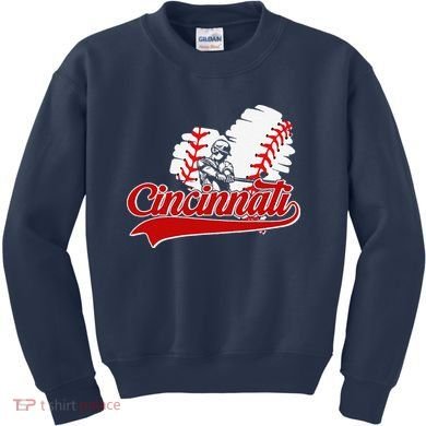 Cincinnati Cities Baseball Heart Baseball Fans Kids Sweatshirt
