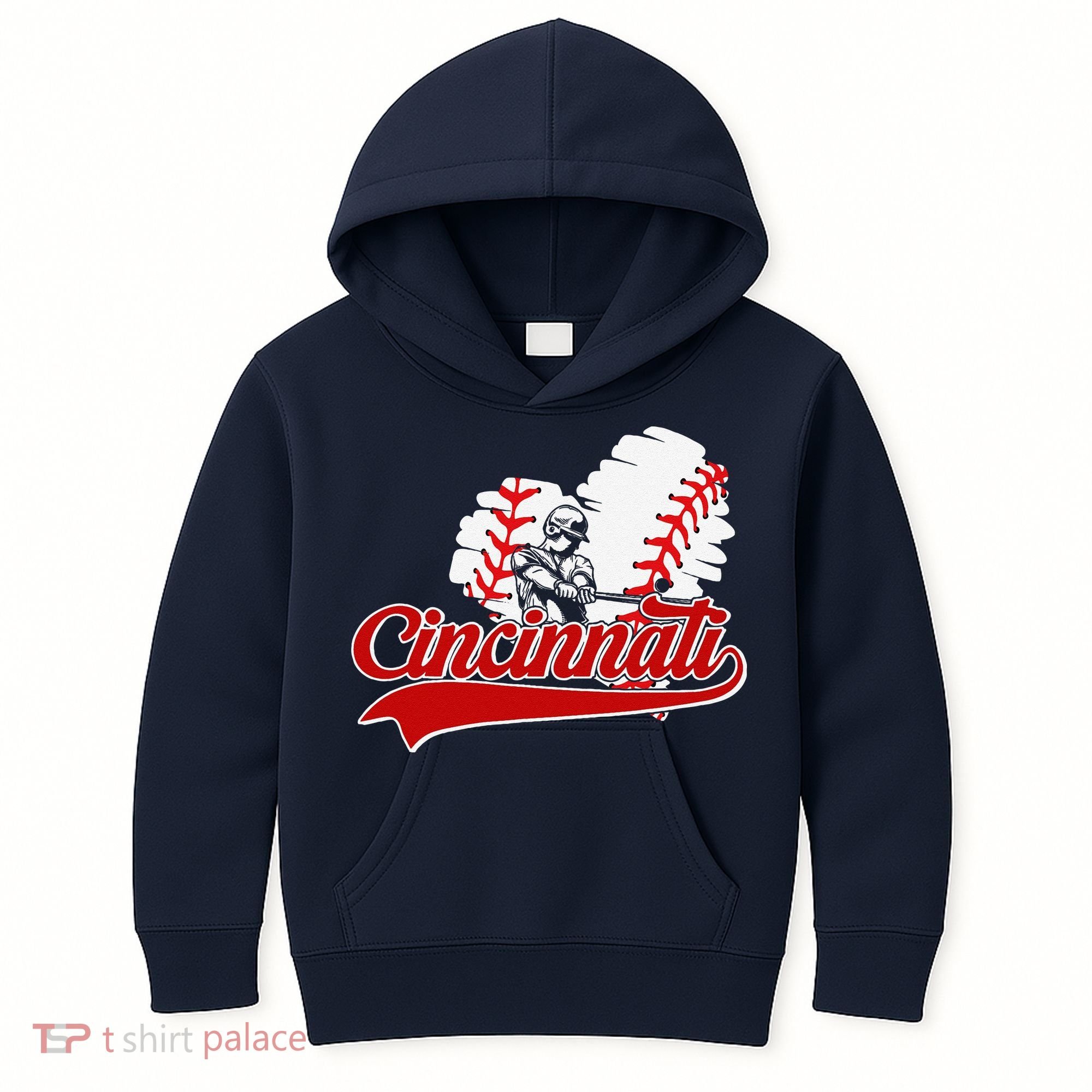 Cincinnati Cities Baseball Heart Baseball Fans Kids Hoodie