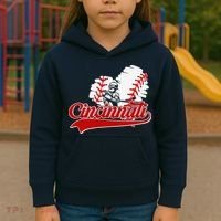 Cincinnati Cities Baseball Heart Baseball Fans Kids Hoodie thumb 3