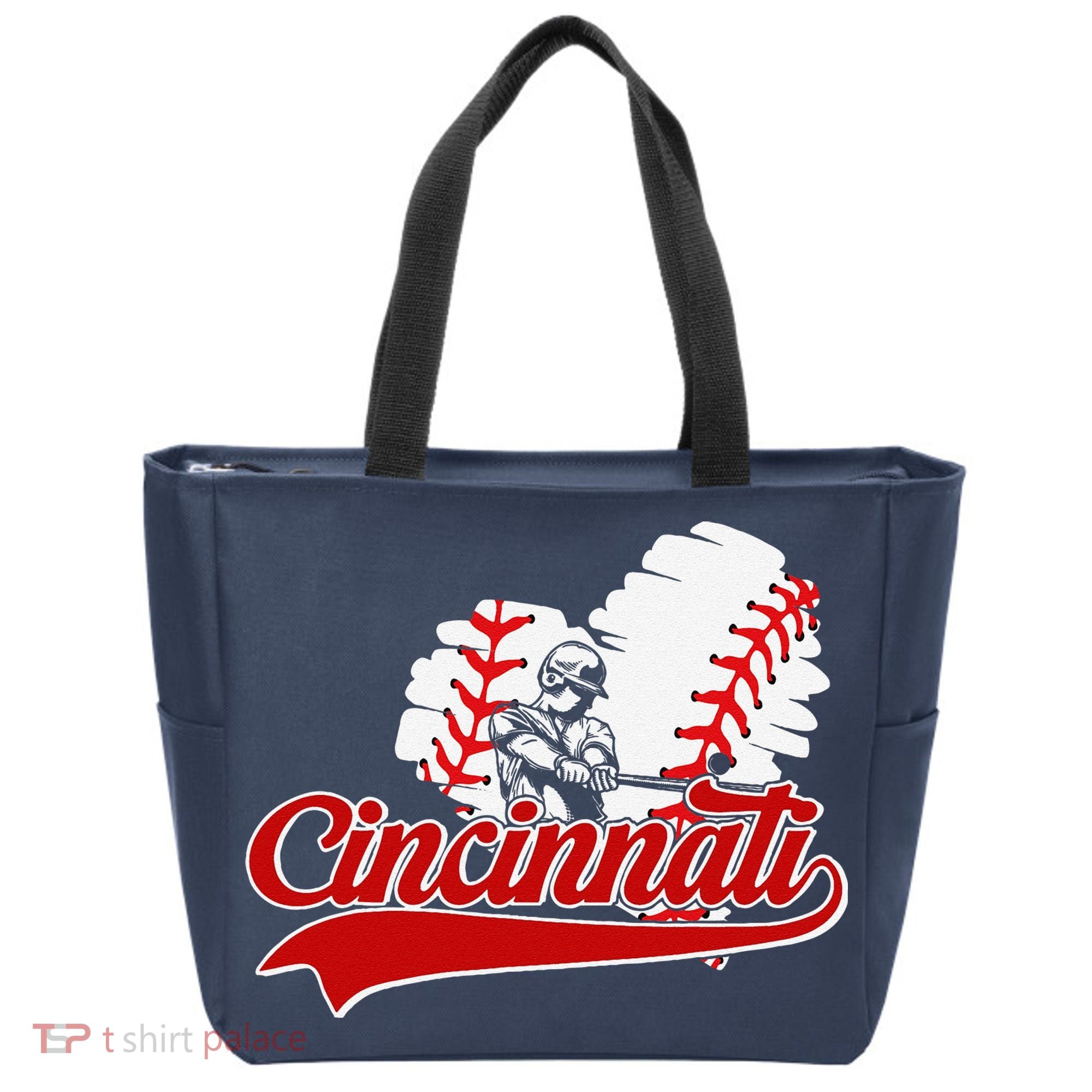 Cincinnati Cities Baseball Heart Baseball Fans Tote Bag