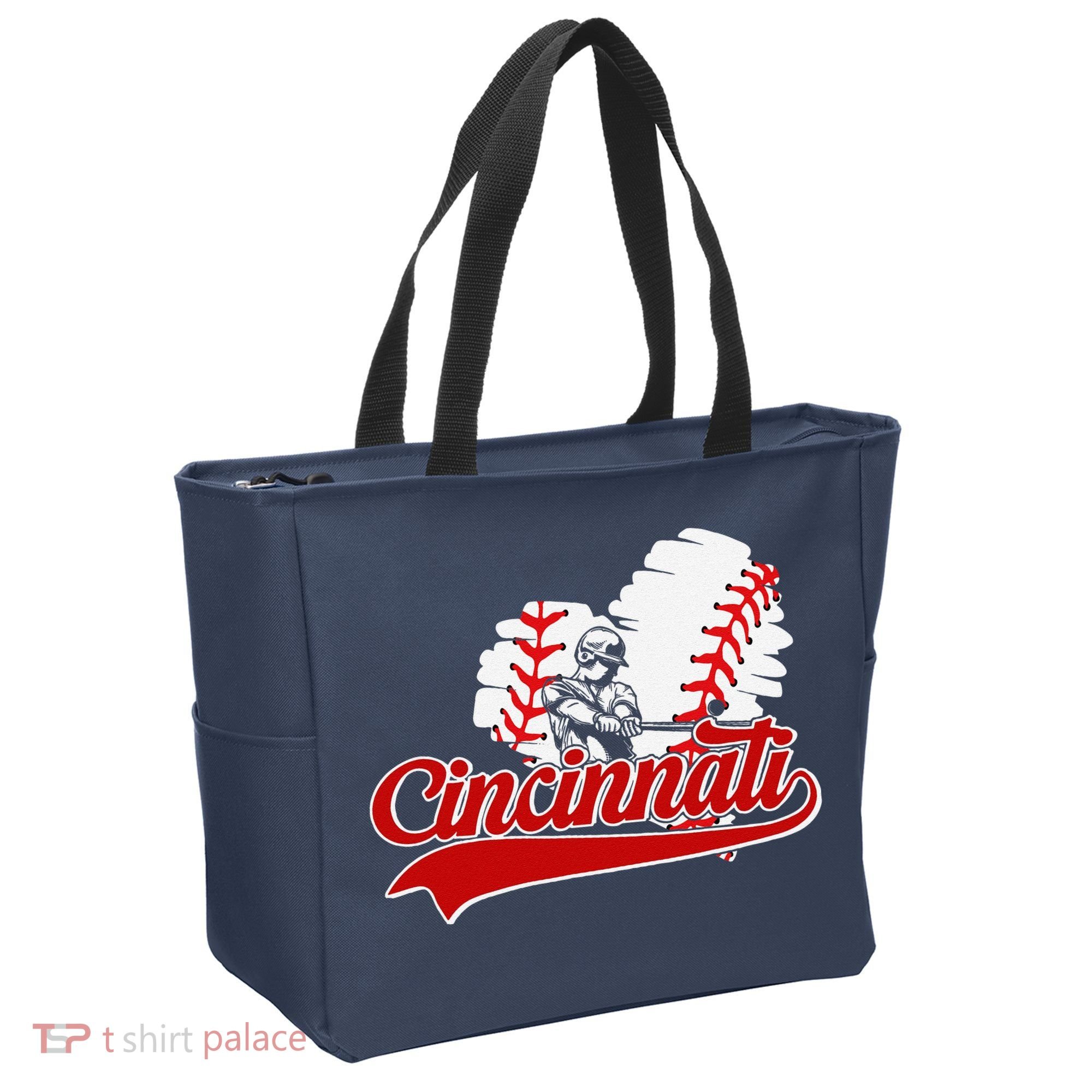 Cincinnati Cities Baseball Heart Baseball Fans Tote Bag