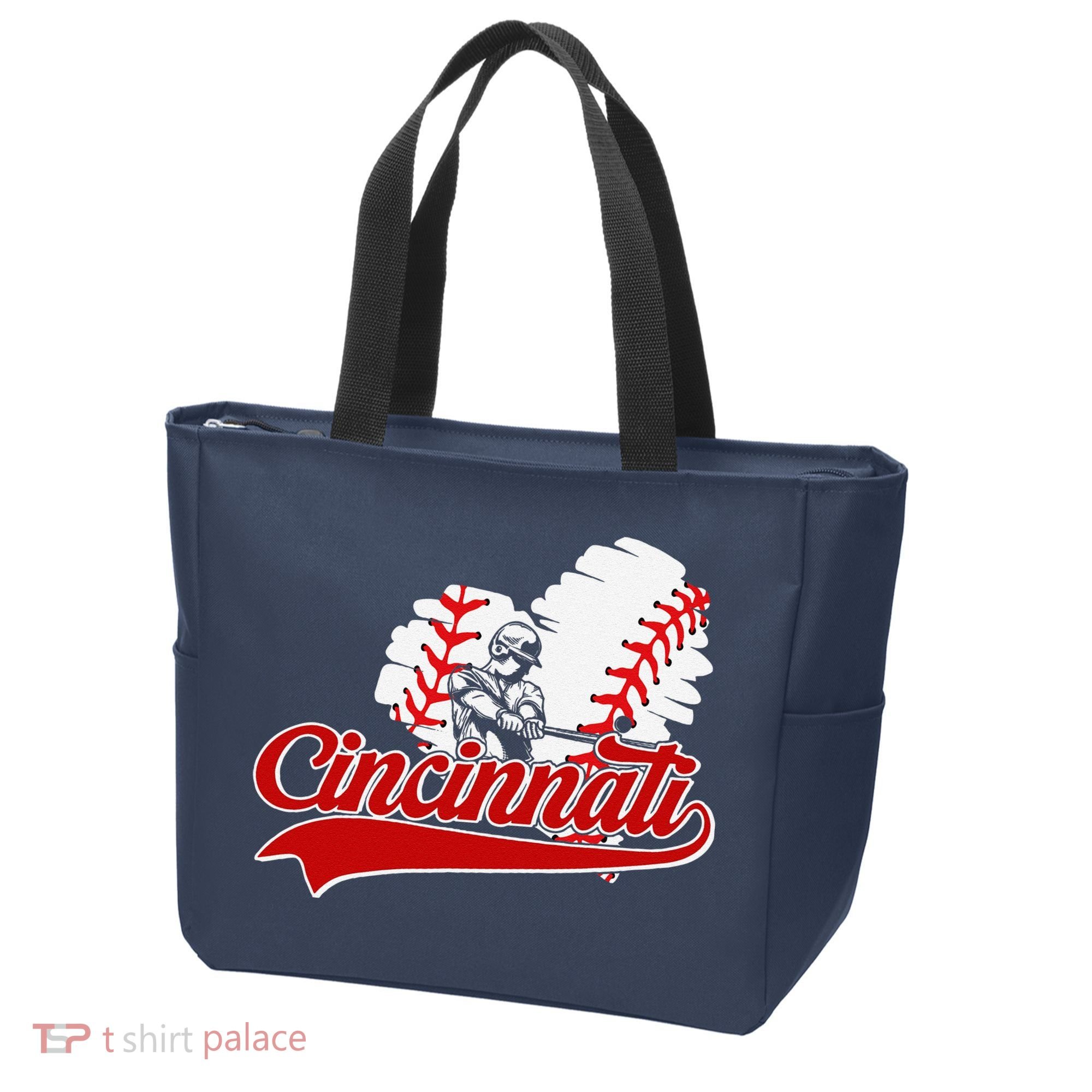 Cincinnati Cities Baseball Heart Baseball Fans Tote Bag