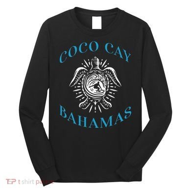 Coco Cay Bahamas Sea Turtle Surfing Vacation Souvenir Long Sleeve Shirt