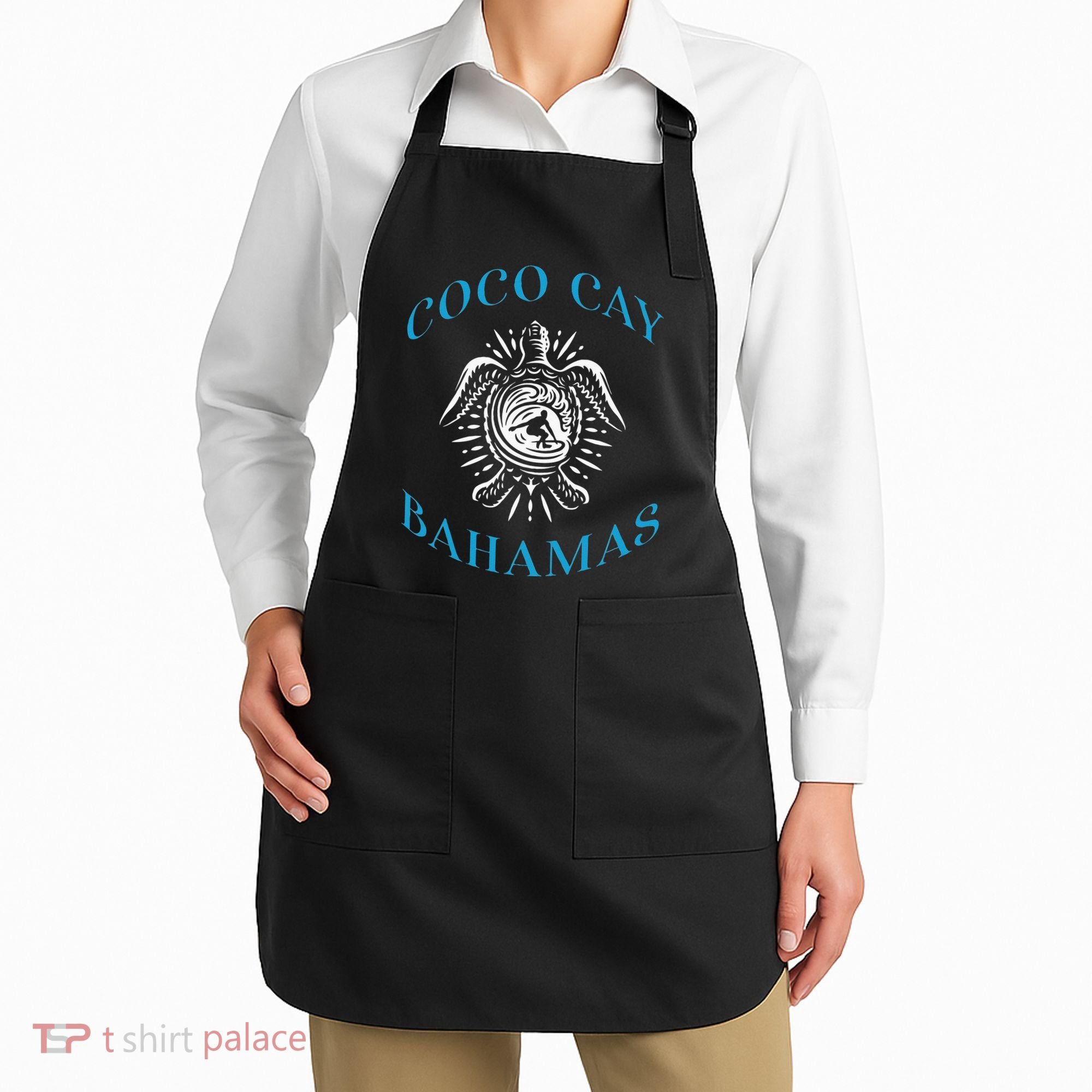 Coco Cay Bahamas Sea Turtle Surfing Vacation Souvenir Apron