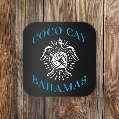 Coco Cay Bahamas Sea Turtle Surfing Vacation Souvenir Coaster
