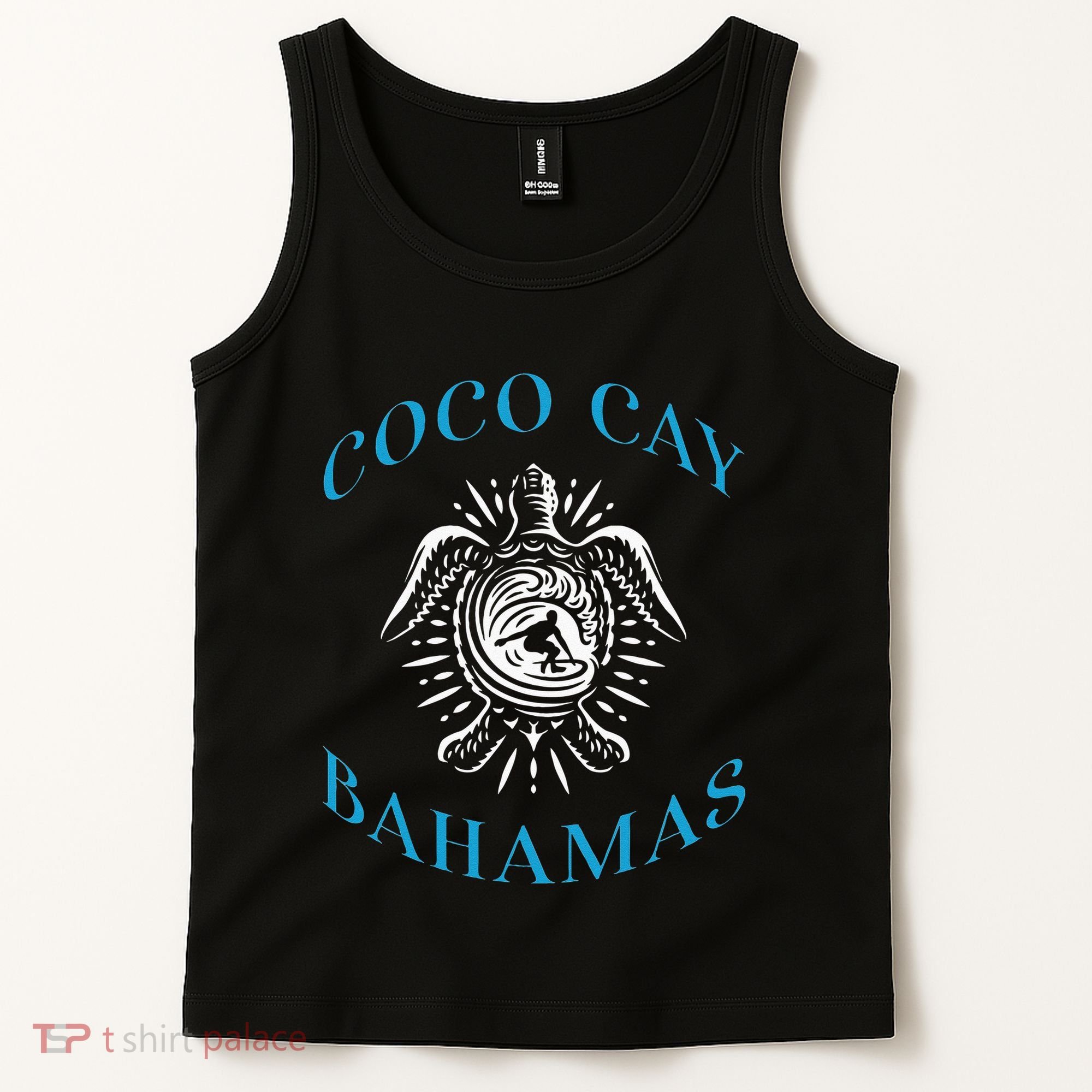 Coco Cay Bahamas Sea Turtle Surfing Vacation Souvenir Tank Top