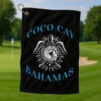 Coco Cay Bahamas Sea Turtle Surfing Vacation Souvenir Golf Towel thumb 1